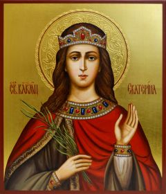 Рукописная икона Екатерина великомученица с жемчугом №23 