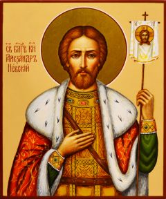 Рукописная икона Александр Невский 