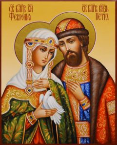 Рукописная икона Петр и Феврония №189 