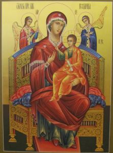 Рукописная икона Всецарица