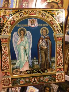 Рукописная икона Ангел Хранитель и Илия Пророк
