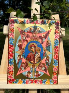 Рукописная икона Неопалимая Купина 2 (Размер 22*28 см)