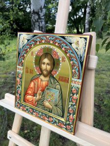 Рукописная икона Спас Вседержитель №88 (Размер 27*31 см)