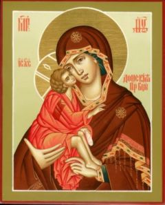 Рукописная икона Донская Божия Матерь