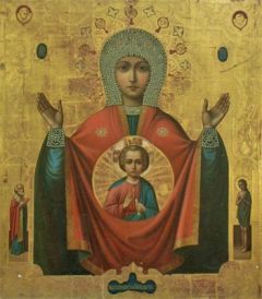 Рукописная икона Знамение Абалацкая