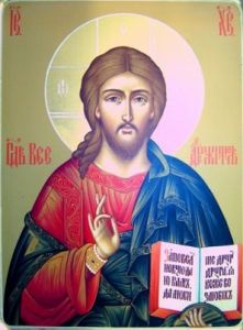 Рукописная икона Спас Вседержитель