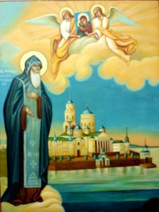 Рукописная икона Нил Столобенский