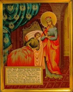 Рукописная икона Целительница