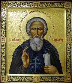 Рукописная икона преподобный Сергий Радонежский