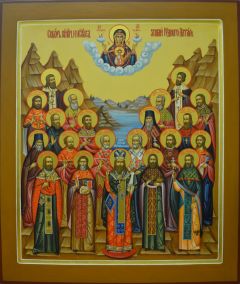 Рукописная икона Собор новомучеников Алтая