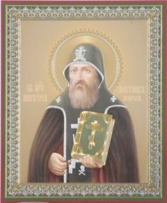 Рукописная икона Меркурий Печерский Постник