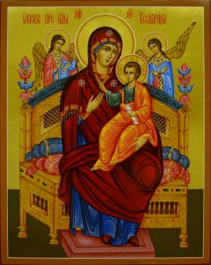Рукописная икона Всецарица