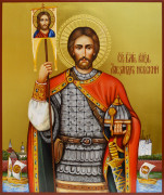 Рукописная икона Александр Невский №94 (Размер 27х31 см)