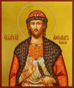 Рукописная икона Александр Невский №96 (Размер 17х21 см)