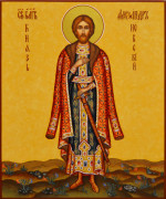 Рукописная икона Александр Невский №98 (Размер 17х21 см)