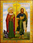 Рукописная семейная икона Маргарита Антиохийская и Иоанн Предтеча 86