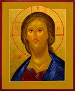 Рукописная икона Спас Вседержитель оплечный 65 (Размер 17*21 см)