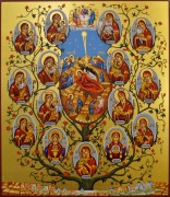 Рукописная икона Древо Богородицы