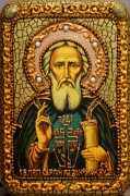 Икона ручной работы Сергий Радонежский с камнями