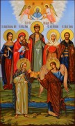 Рукописная икона Александр Невский и избранные святые