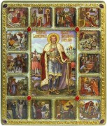 Икона Александр Невский с Житием с камнями (Размер 30*37 см)