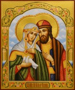 Рукописная икона Петр и Феврония 156 (Размер 21Х25 см)