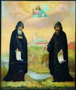Рукописная икона Сергий и Герман Валаамские