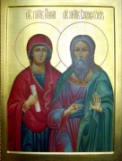 Рукописная икона Симеон и Анна
