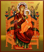 Рукописная икона Всецарица список Афонского Образа №27 (Размер 21х25 см)