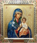 Рукописная икона Неувядаемый Цвет с резьбой 11