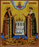 Рукописная икона Петр и Феврония 54 (Размер 21*25 см)