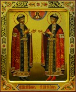 Рукописная икона Борис и Глеб 4
