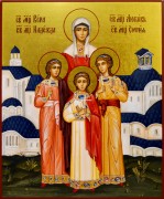 Рукописная икона Вера Надежда Любовь и Мать их София 12 (17*21 см)